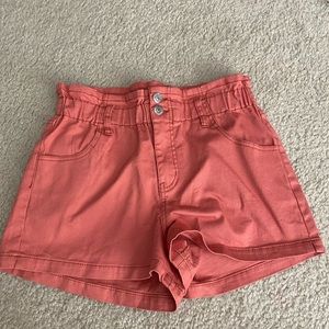orange paper bag shorts